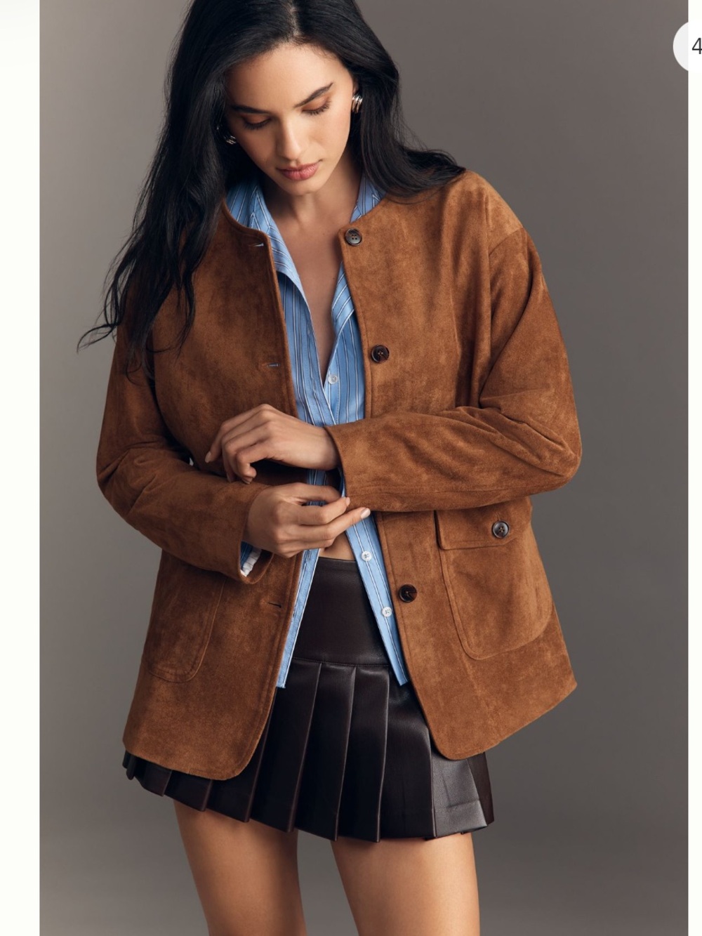 Anthropologie Dolan Faux Suede Cognac Blazer is size Large NWT